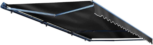 Retractable Black Patio Awning 13x10 ft with Motorized Crank & LED Lights by ALEKO