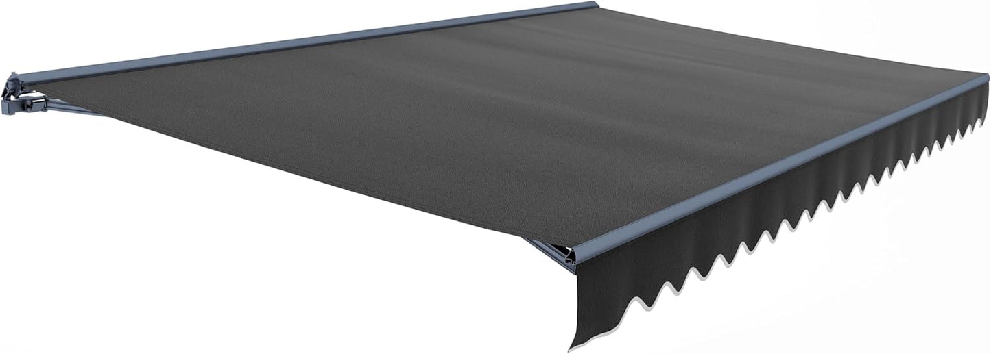 Retractable Black Patio Awning 13x10 ft with Motorized Crank & LED Lights by ALEKO