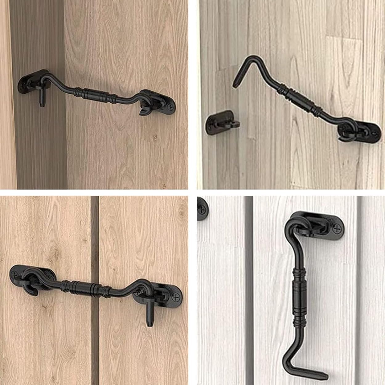 Retro Gold 12 inch Barn Door Handle with Hook Lock Latch - Handmade Rustic Sliding Barn Door Pull Flush Handles Set, Garage Hardware Kit