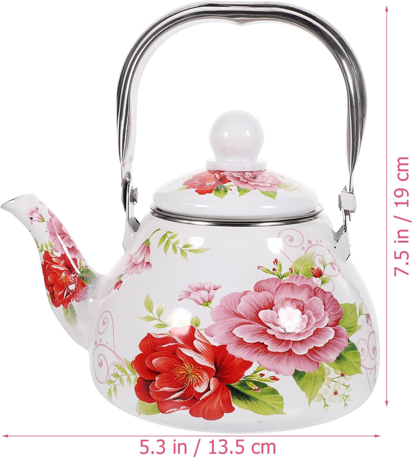 Retro Japanese Enamel Tea Kettle for Camping Stove - Luxshiny Small Pot for Loose Tea - Enamelware Teapot Bowl