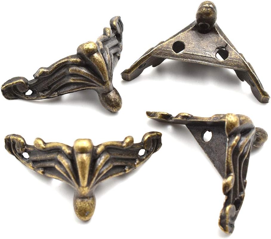 Retro Mini Bronze Antique Padlock Butterfly Hasp Latch Box Corner Protectors Set for Wooden Jewelry Boxes