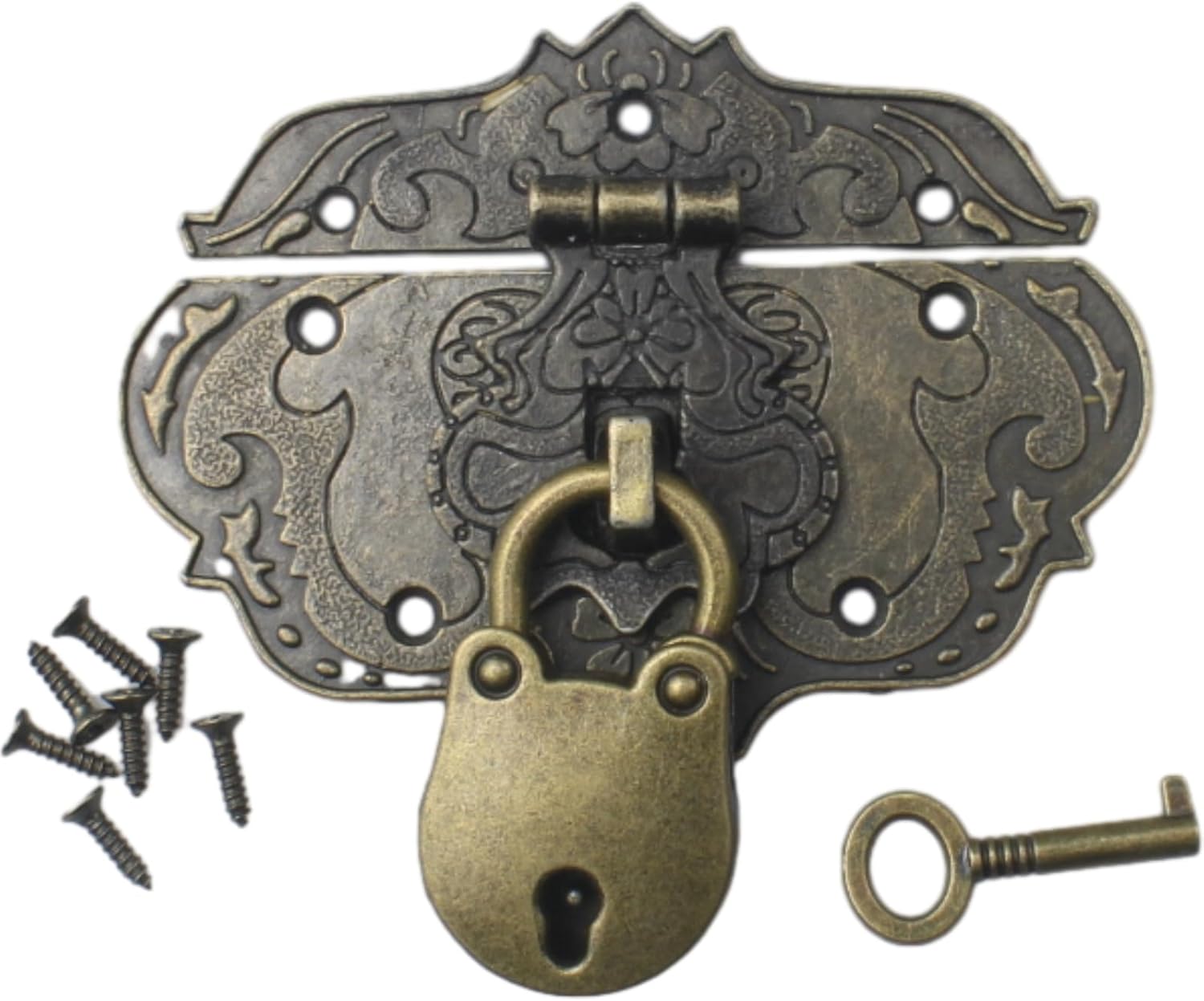 Retro Style Decorative Hasp Clasp Latch Lock for Jewelry Box, Wooden Case & Furniture