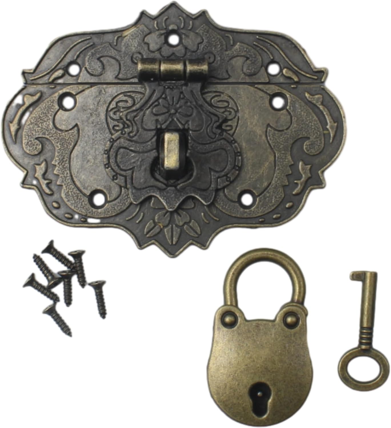 Retro Style Decorative Hasp Clasp Latch Lock for Jewelry Box, Wooden Case & Furniture