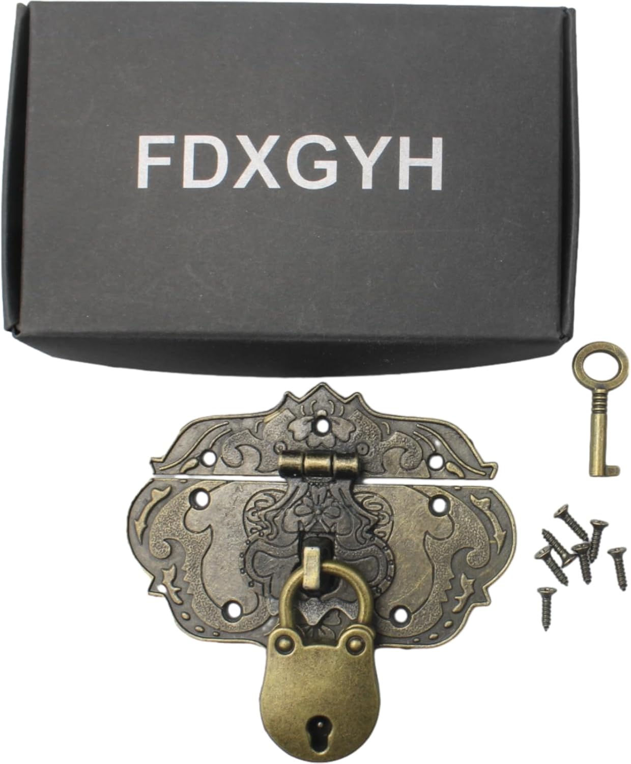 Retro Style Decorative Hasp Clasp Latch Lock for Jewelry Box, Wooden Case & Furniture