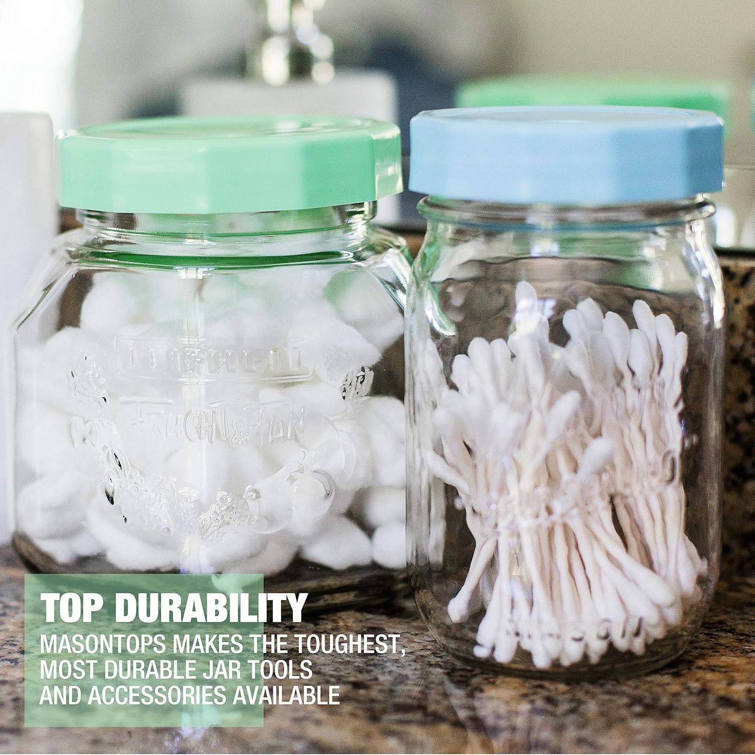 Reusable BPA-Free Tough Tops for Ball Regular Mouth Mason Jars - Leakproof Plastic Lids in Multi Colors - Dry Canning Lids for Ball Jars (Not Included)