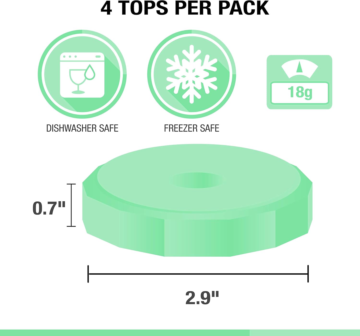 Reusable BPA-Free Tough Tops for Ball Regular Mouth Mason Jars - Leakproof Plastic Lids in Multi Colors - Dry Canning Lids for Ball Jars (Not Included)