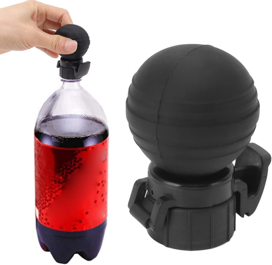 Reusable Silicone Soda Bottle Lid - Leak Proof Air Pump Stopper for Beer, Energy Drinks, Seltzer - Black Silicone Can Lid