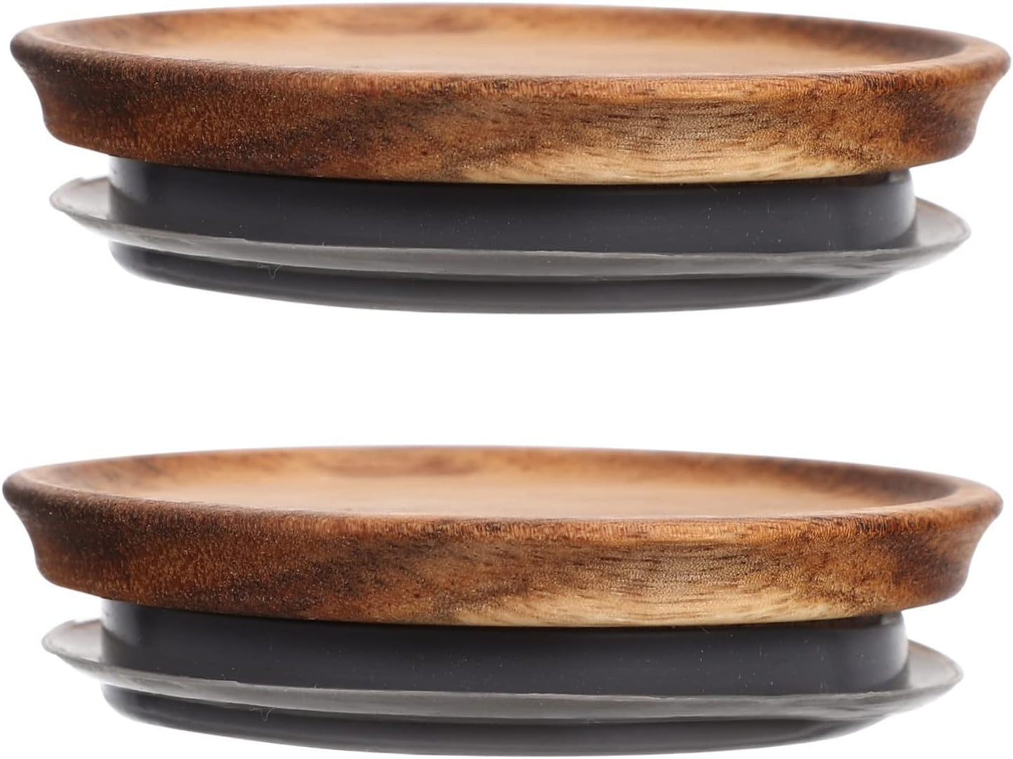 Reusable Wooden Lid Covers for Mason Jars and Storage Jars - 2pcs Wide Mouth Sealing Rings for Canning and Bulk Honey Jars