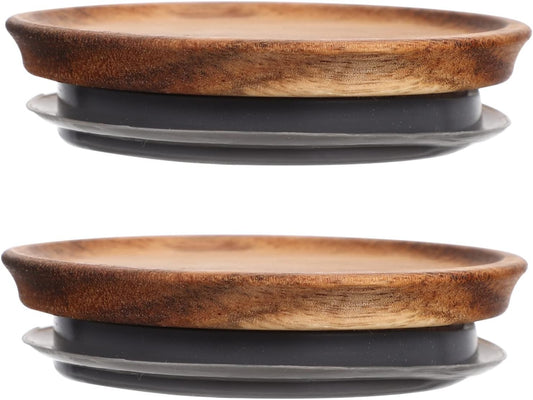 Reusable Wooden Lid Covers for Mason Jars and Storage Jars - 2pcs Wide Mouth Sealing Rings for Canning and Bulk Honey Jars