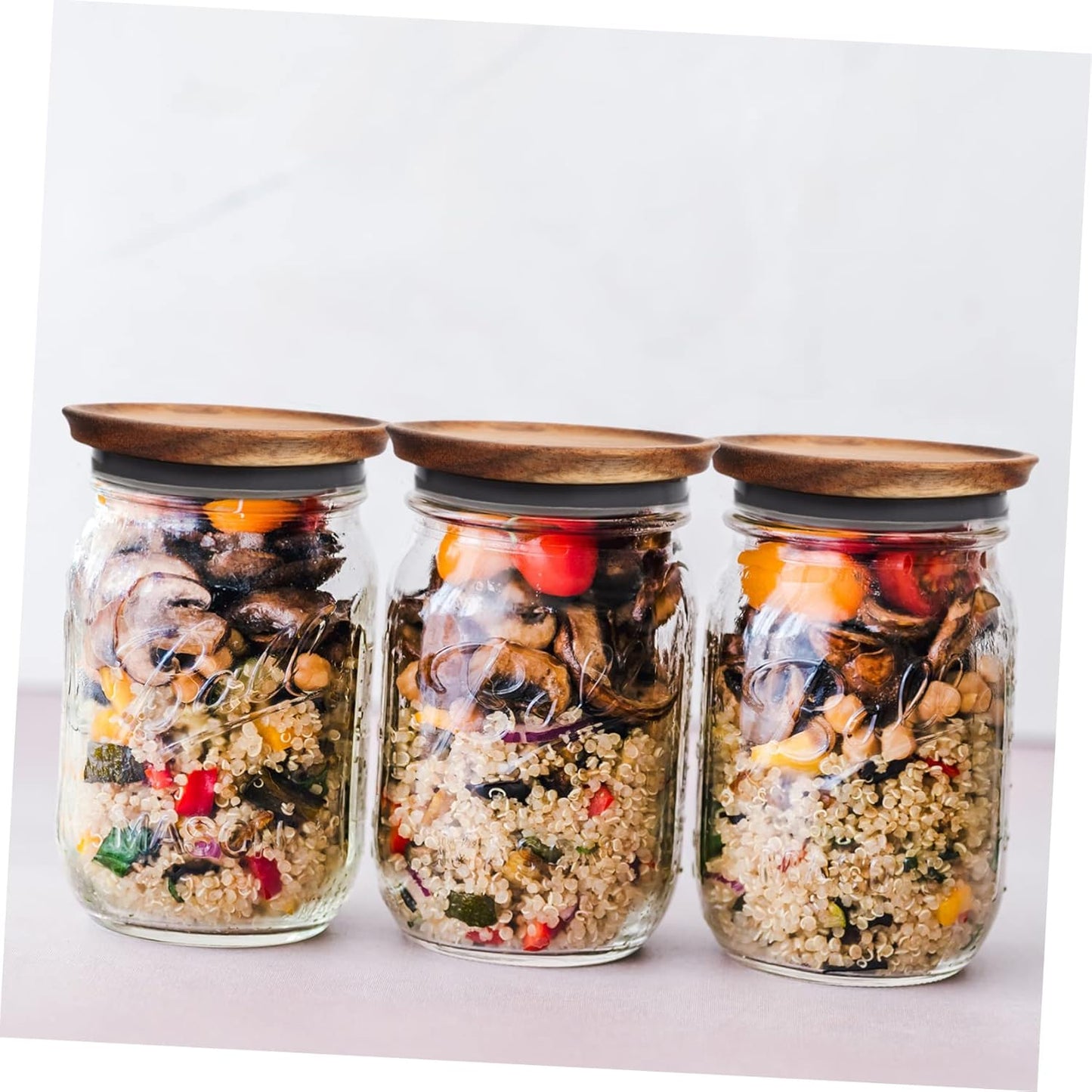 Reusable Wooden Lid Covers for Mason Jars and Storage Jars - 2pcs Wide Mouth Sealing Rings for Canning and Bulk Honey Jars