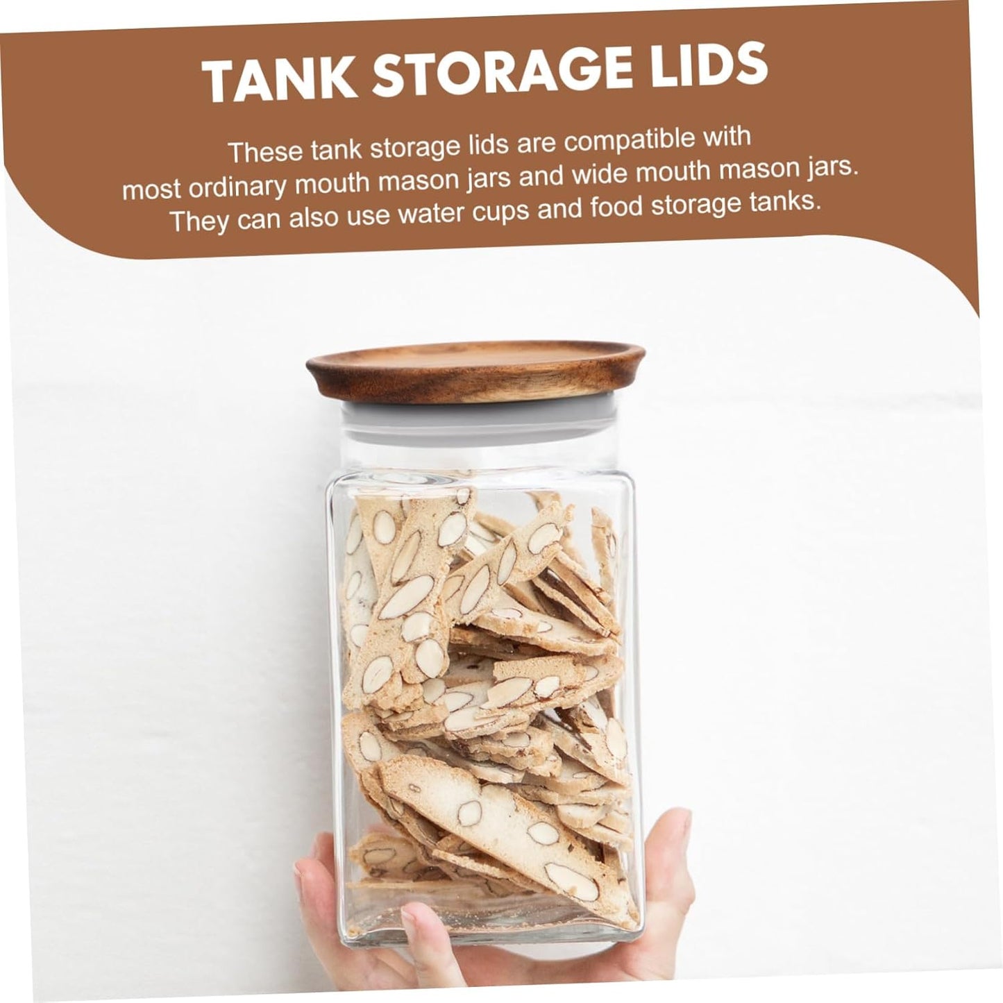 Reusable Wooden Lid Covers for Mason Jars and Storage Jars - 2pcs Wide Mouth Sealing Rings for Canning and Bulk Honey Jars
