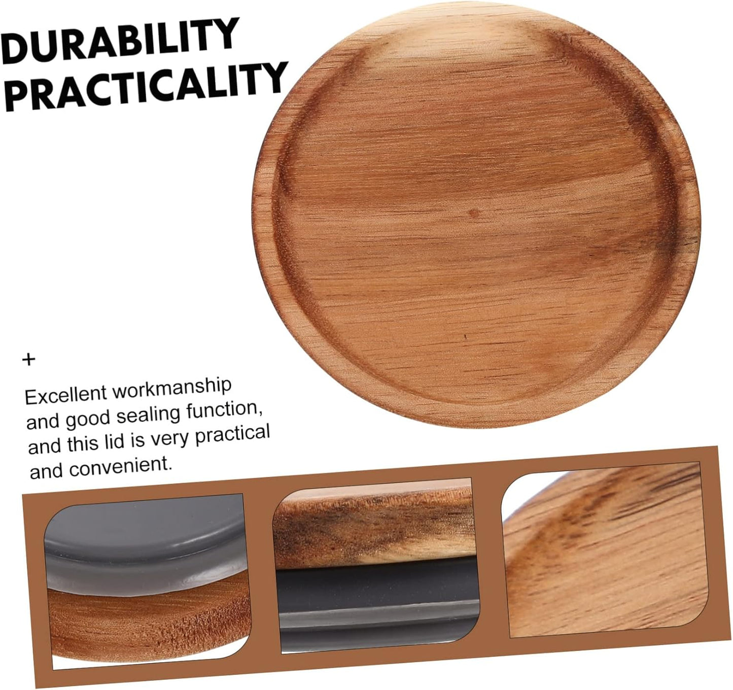 Reusable Wooden Lid Covers for Mason Jars and Storage Jars - 2pcs Wide Mouth Sealing Rings for Canning and Bulk Honey Jars