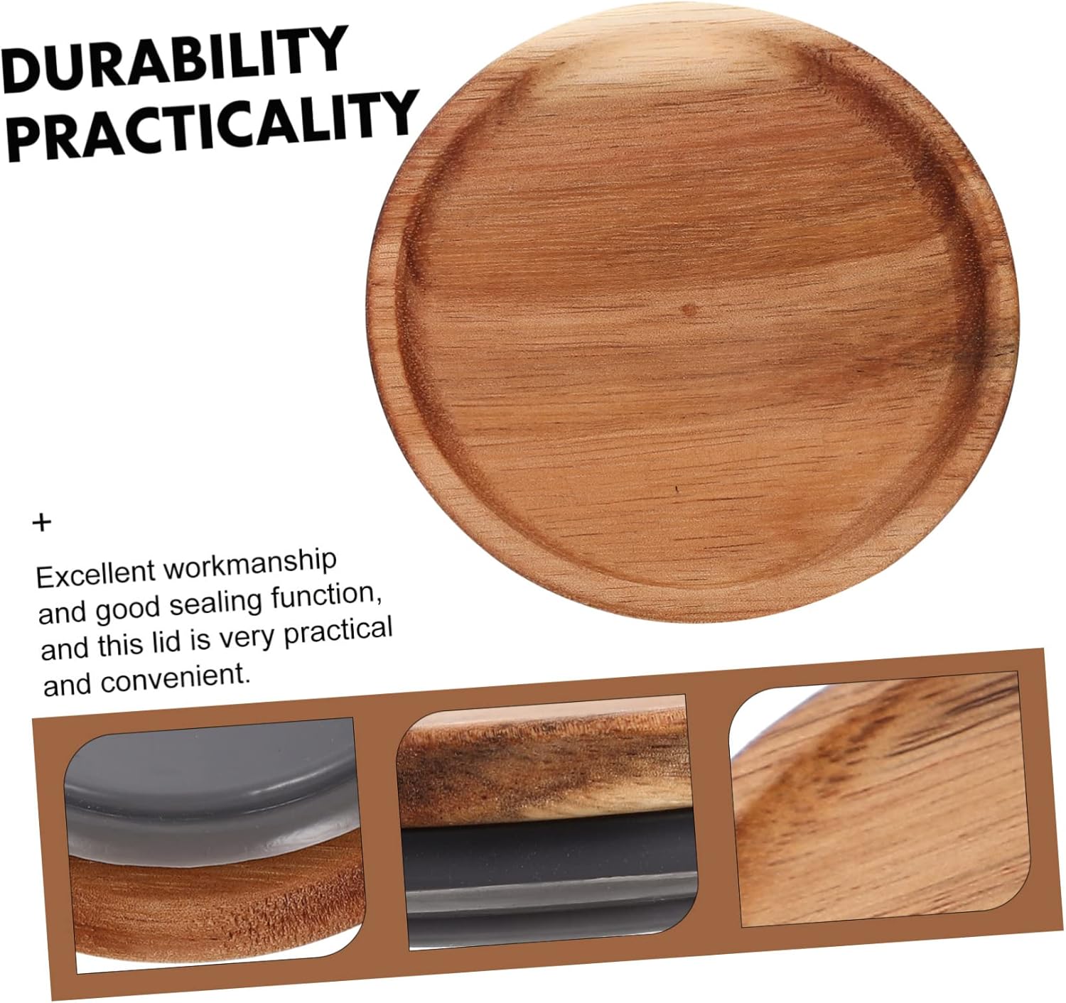 Reusable Wooden Lid Covers for Mason Jars and Storage Jars - 2pcs Wide Mouth Sealing Rings for Canning and Bulk Honey Jars