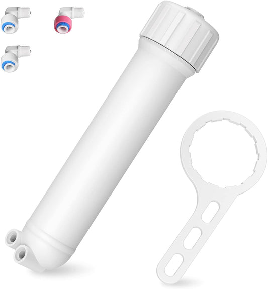 Reverse Osmosis Membrane Filter Housing Kit with Elbow Fittings, Wrench, Check Valve - Membrane Solutions 1812/2012 24-150 GPD