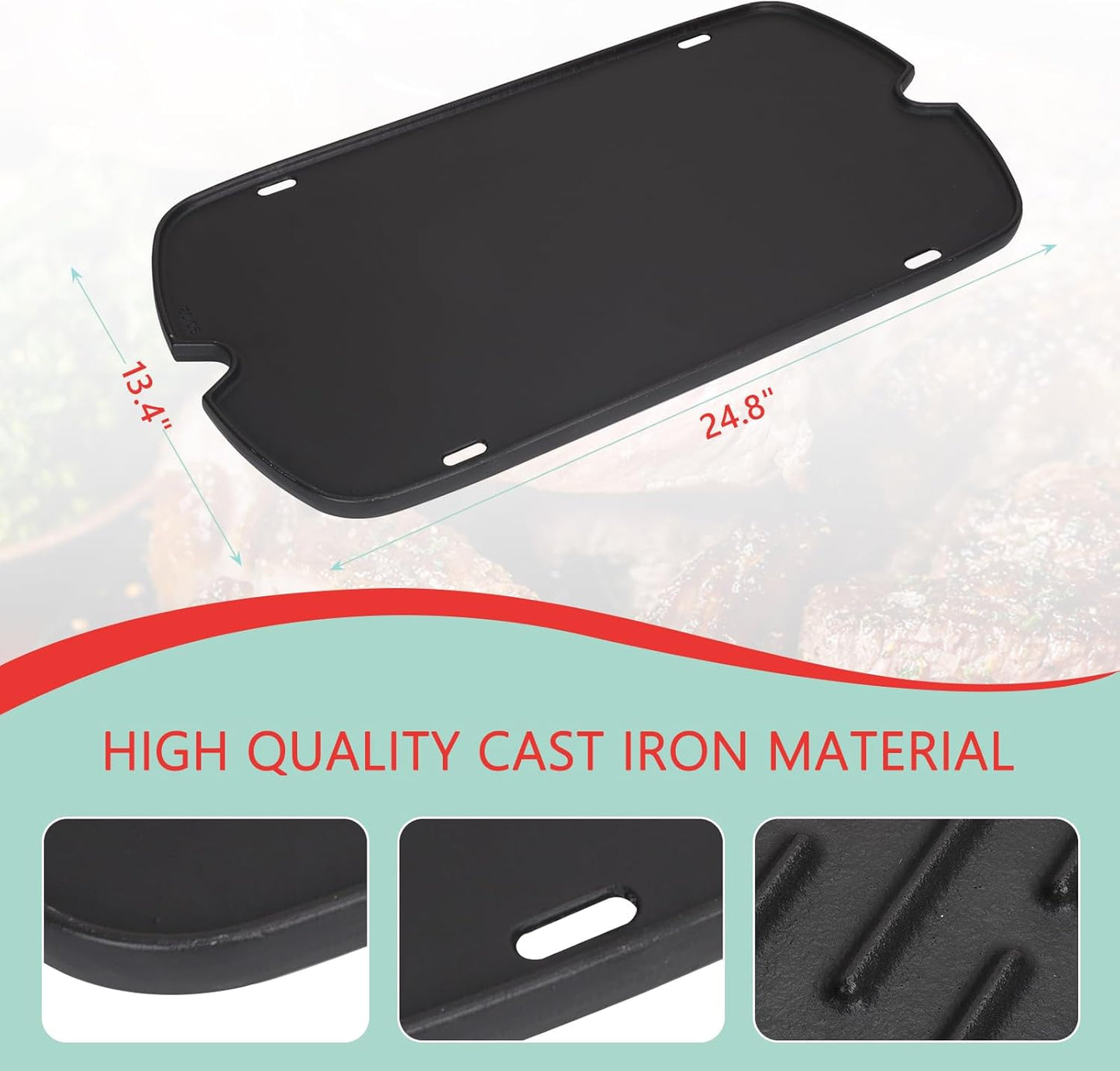 Reversible Cast Iron Griddle Insert for Weber Traveler Portable Gas Grill with Carry Bag - Replacement Parts and Accessories