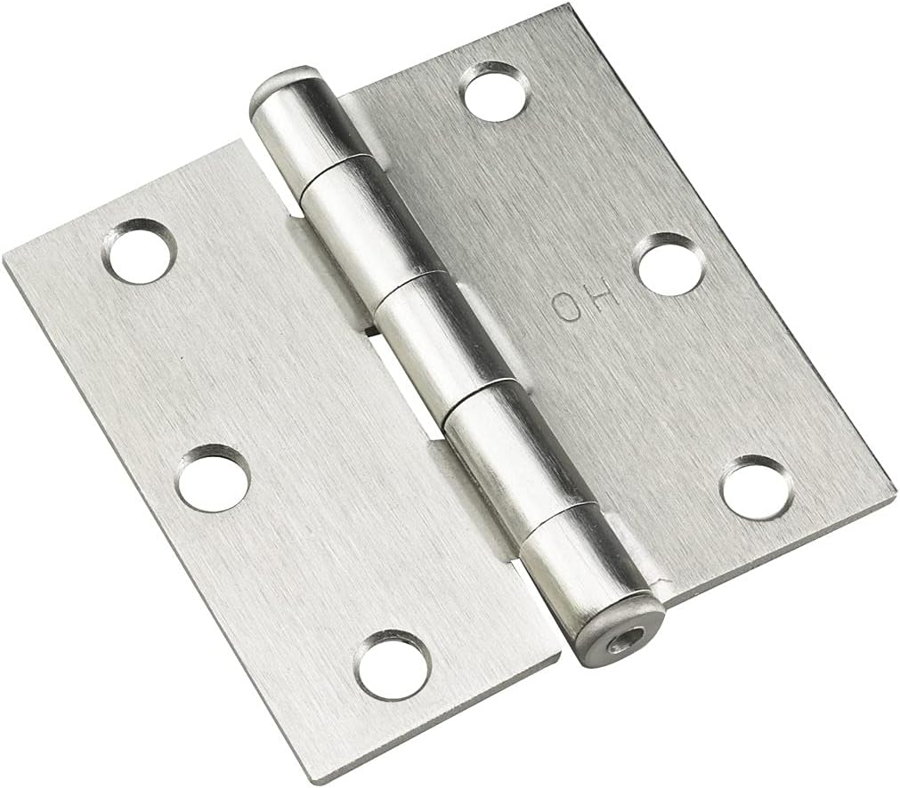 Richelieu 820NBB Onward 3-Inch Square Corner Brushed Nickel Hinges for Interior Doors, 2 Pack