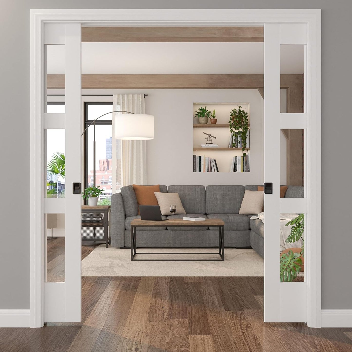 Richelieu Hardware 1700FBPSBC Onward Black Passage Lock Pocket Door Pull - 3 1/4 in (82 mm)