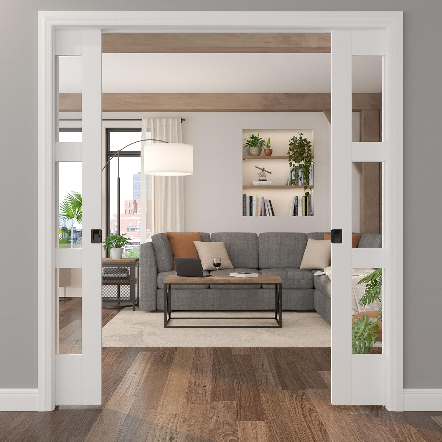 Richelieu Hardware 1700FBPSBC Onward Black Passage Lock Pocket Door Pull - 3 1/4 in (82 mm)