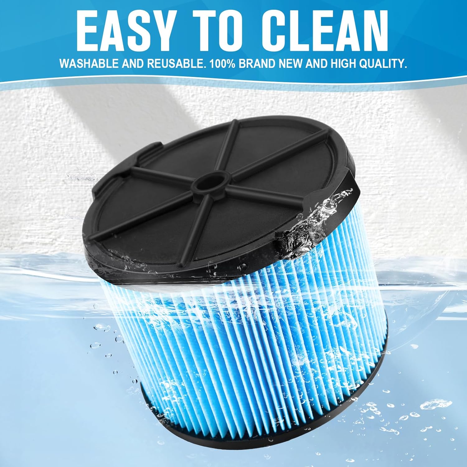 Ridgid Shop Vac Filter VF3500 Replacement 2 Pack - 3-Layer Wet/Dry Vacuum Dust Filter WD4070, WD3050, WD4080, WD4522