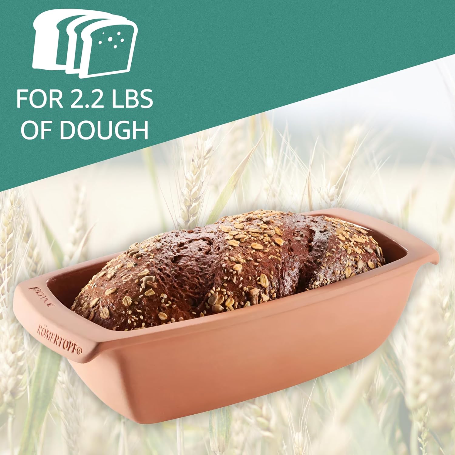 Römertopf Clay Bread Form Pan for Baking Bread and Cake | 2.1 Quart Capacity
