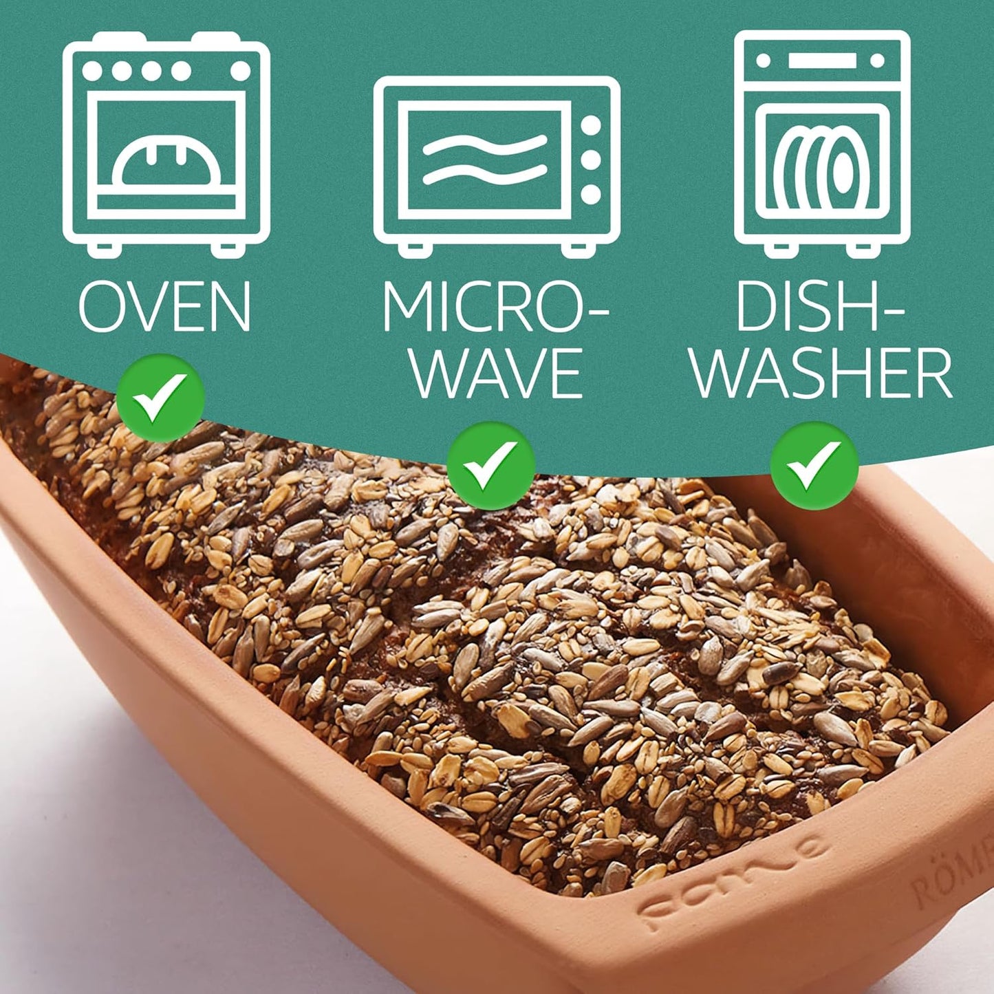 Römertopf Clay Bread Form Pan for Baking Bread and Cake | 2.1 Quart Capacity