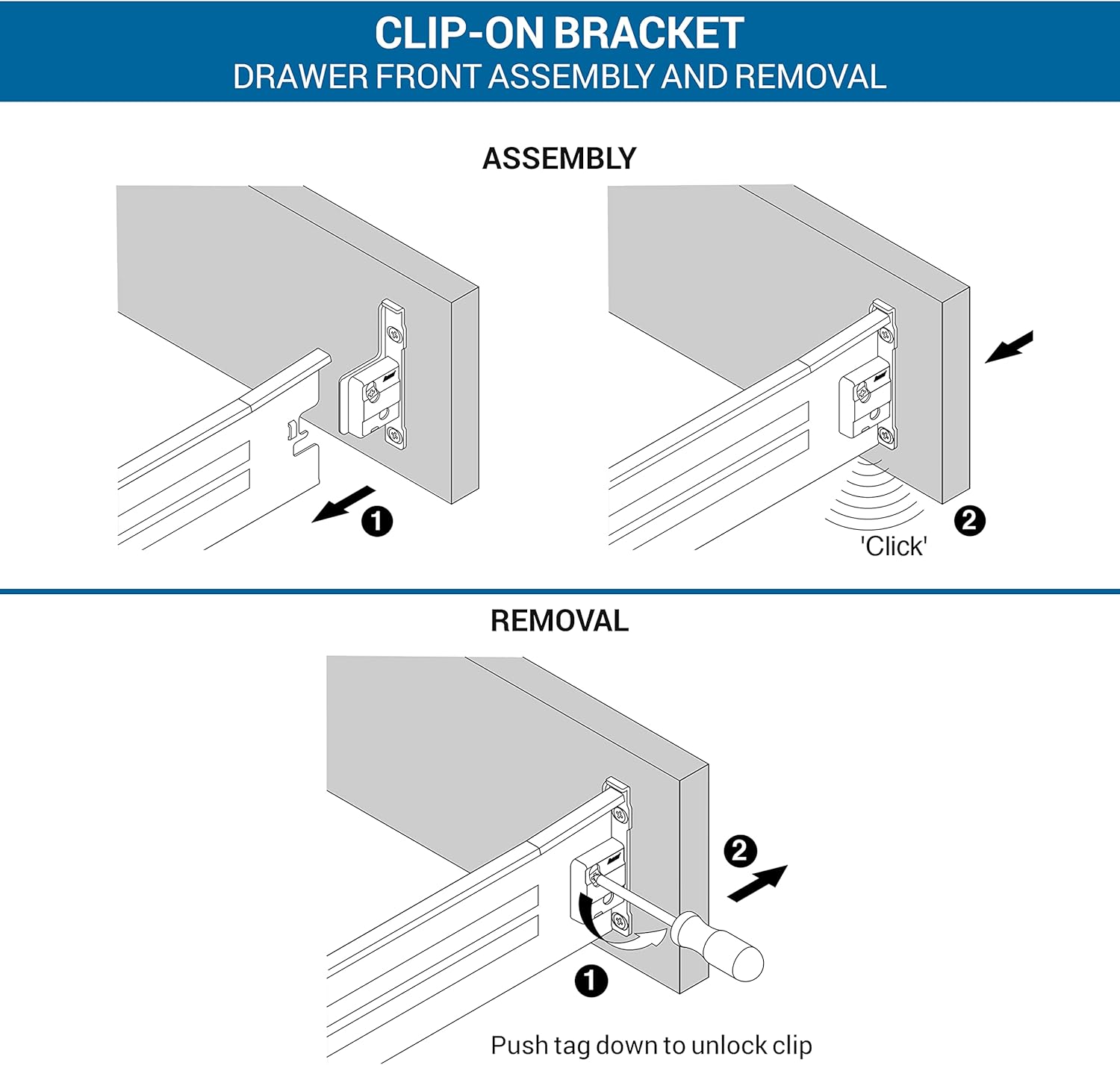 Rok Hardware Heavy Duty Drawer Box Slide Runner Front Fixing Bracket - Left/Right Pair - WildKart
