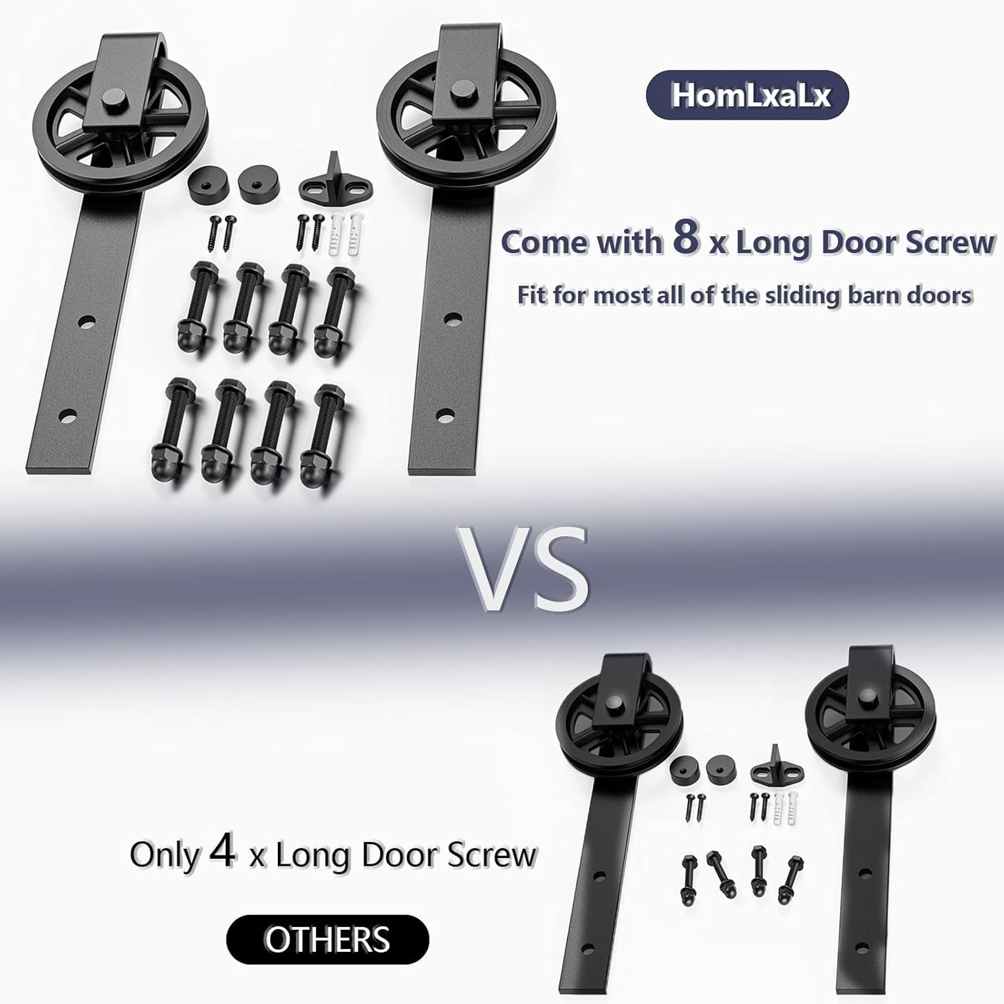 Rolling Barn Door Hangers for 1 3/8-1 3/4" Thickness Panels - Smooth & Quiet Sliding Hardware Rollers - Big Wheel Shape - Black (2 Pack)