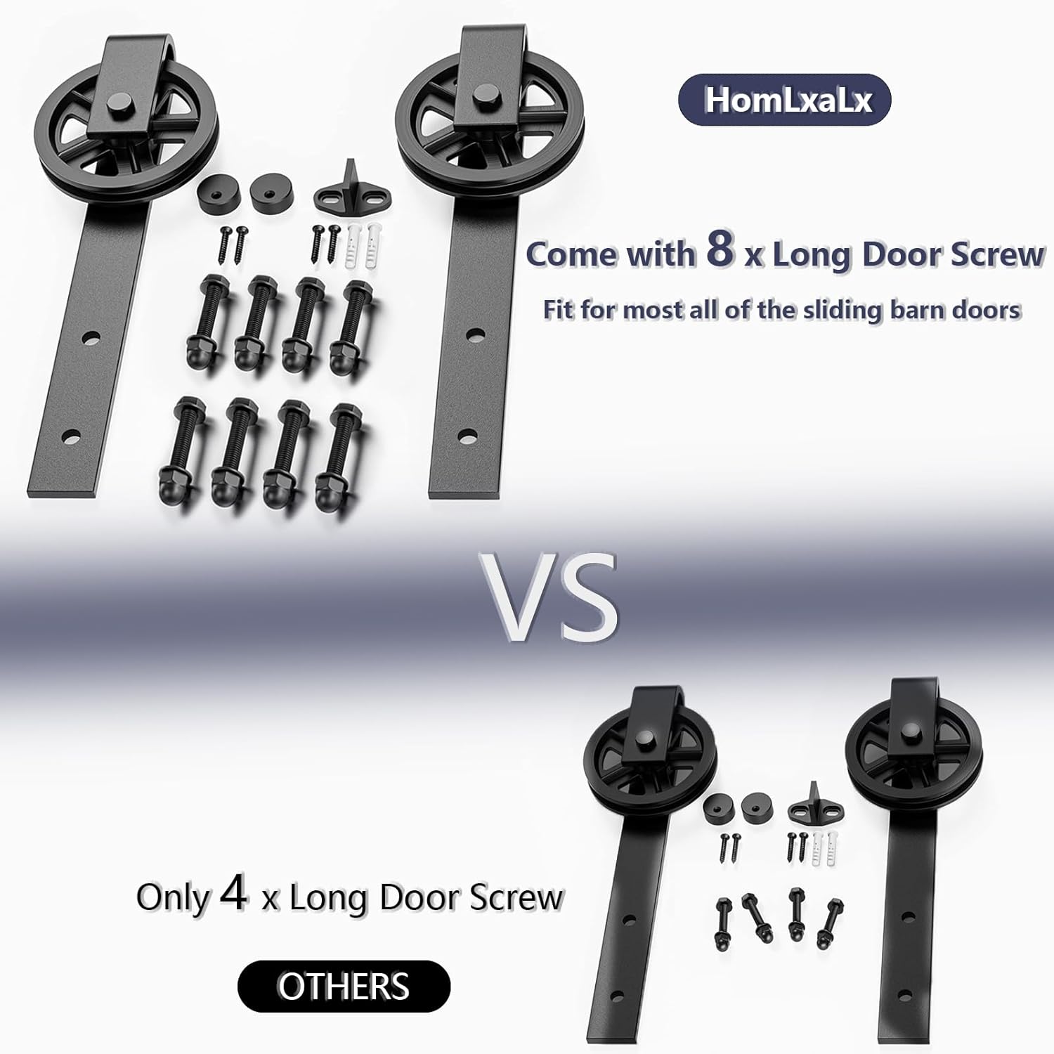 Rolling Barn Door Hangers for 1 3/8-1 3/4" Thickness Panels - Smooth & Quiet Sliding Hardware Rollers - Big Wheel Shape - Black (2 Pack)