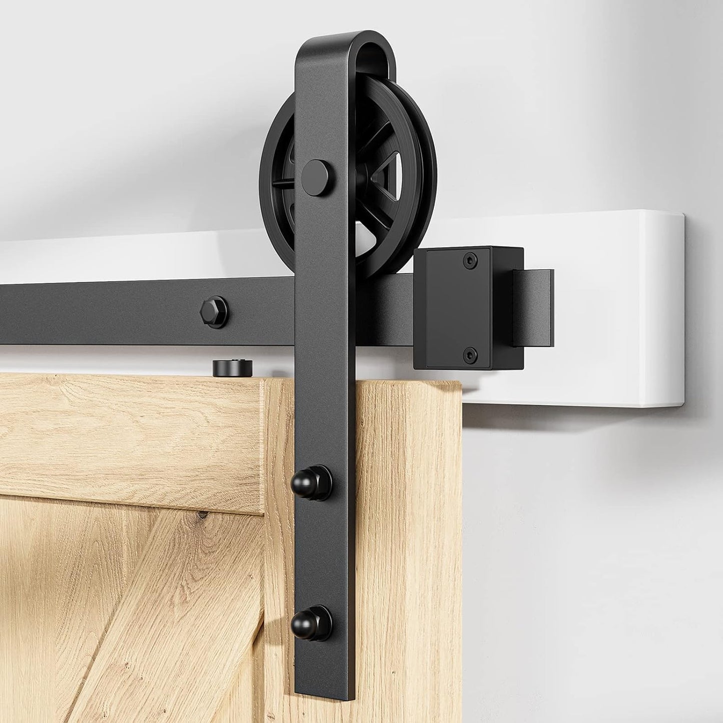Rolling Barn Door Hangers for 1 3/8-1 3/4" Thickness Panels - Smooth & Quiet Sliding Hardware Rollers - Big Wheel Shape - Black (2 Pack)