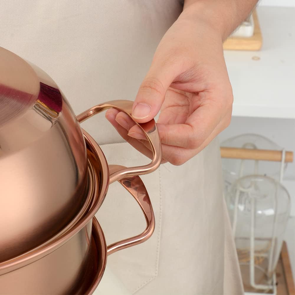 Rose Gold Stainless Steel Steamer Cookware Pot for Cooking Vegetables, Dumplings, Stock, Sauce, and Food - TUPMFG