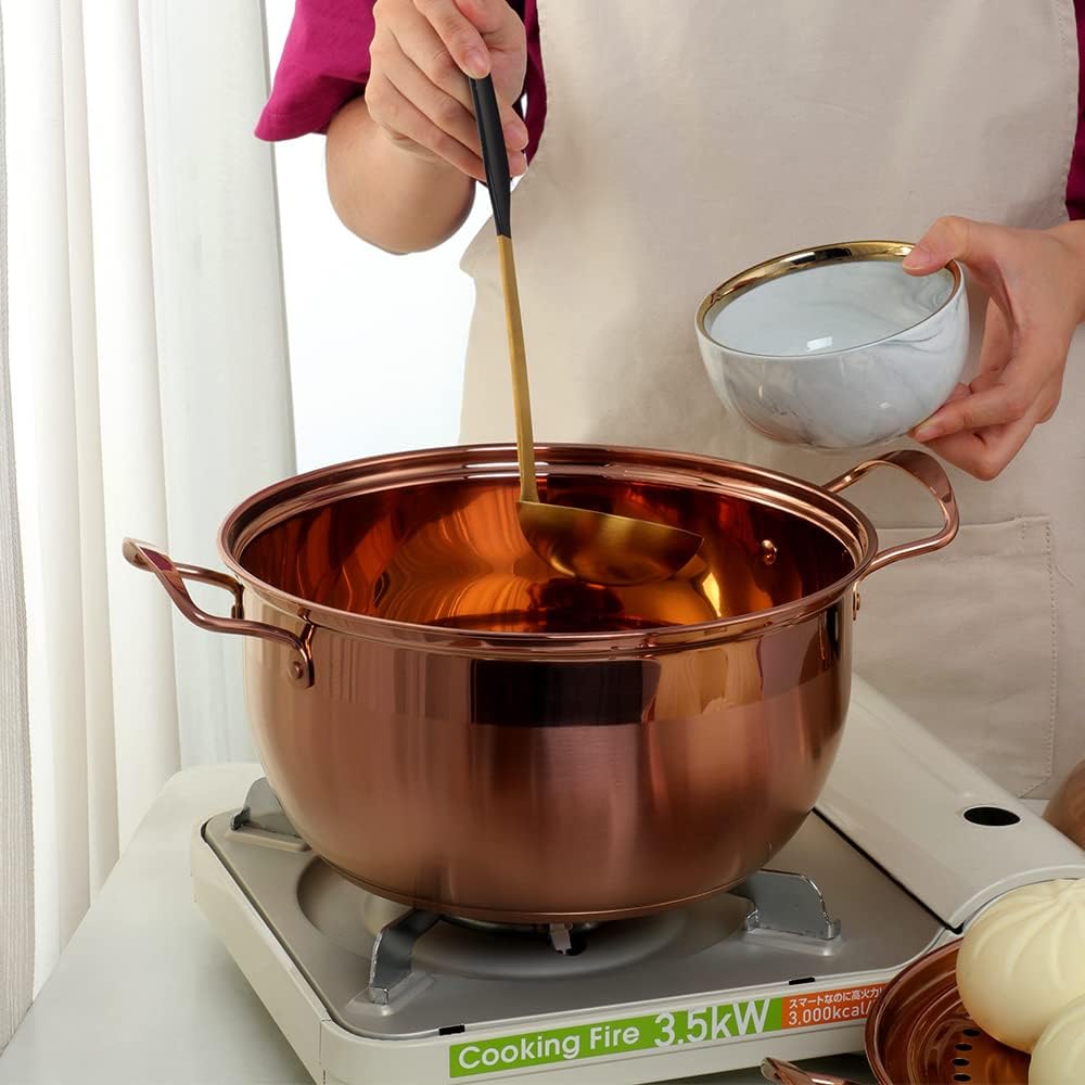 Rose Gold Stainless Steel Steamer Cookware Pot for Cooking Vegetables, Dumplings, Stock, Sauce, and Food - TUPMFG