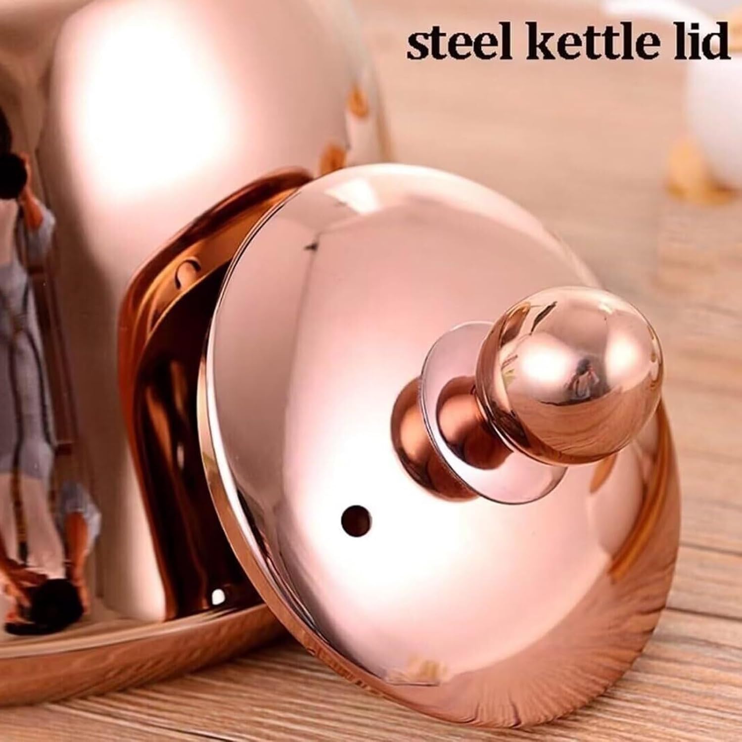 Rose Gold Stainless Steel Whistling Tea Kettle 1.5L for Gas Stove or Induction Hob - Fast Boil, Mirror Polish, Foldable Handle