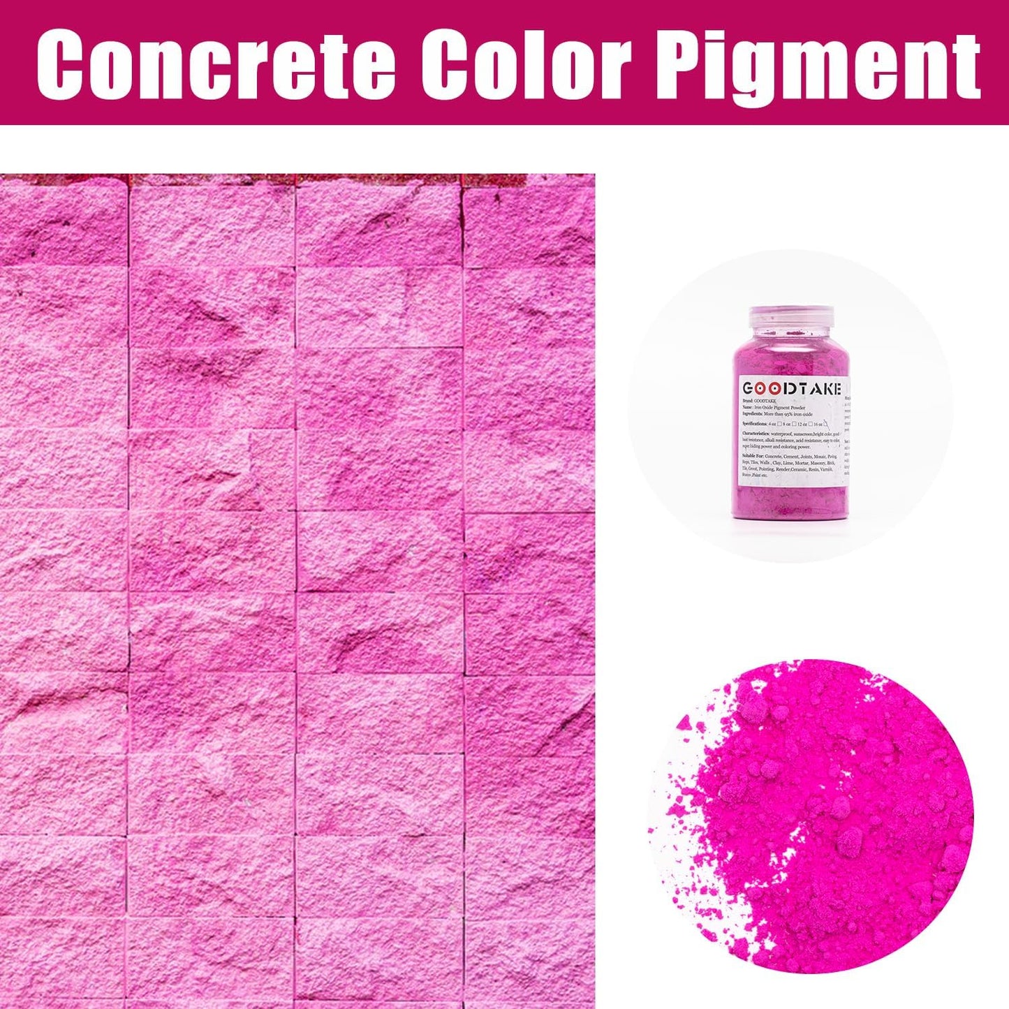 Rose Red Iron Oxide Powder for Concrete Cement - 20 oz Pigment Dye for Tile Paint, Mortar, Grout