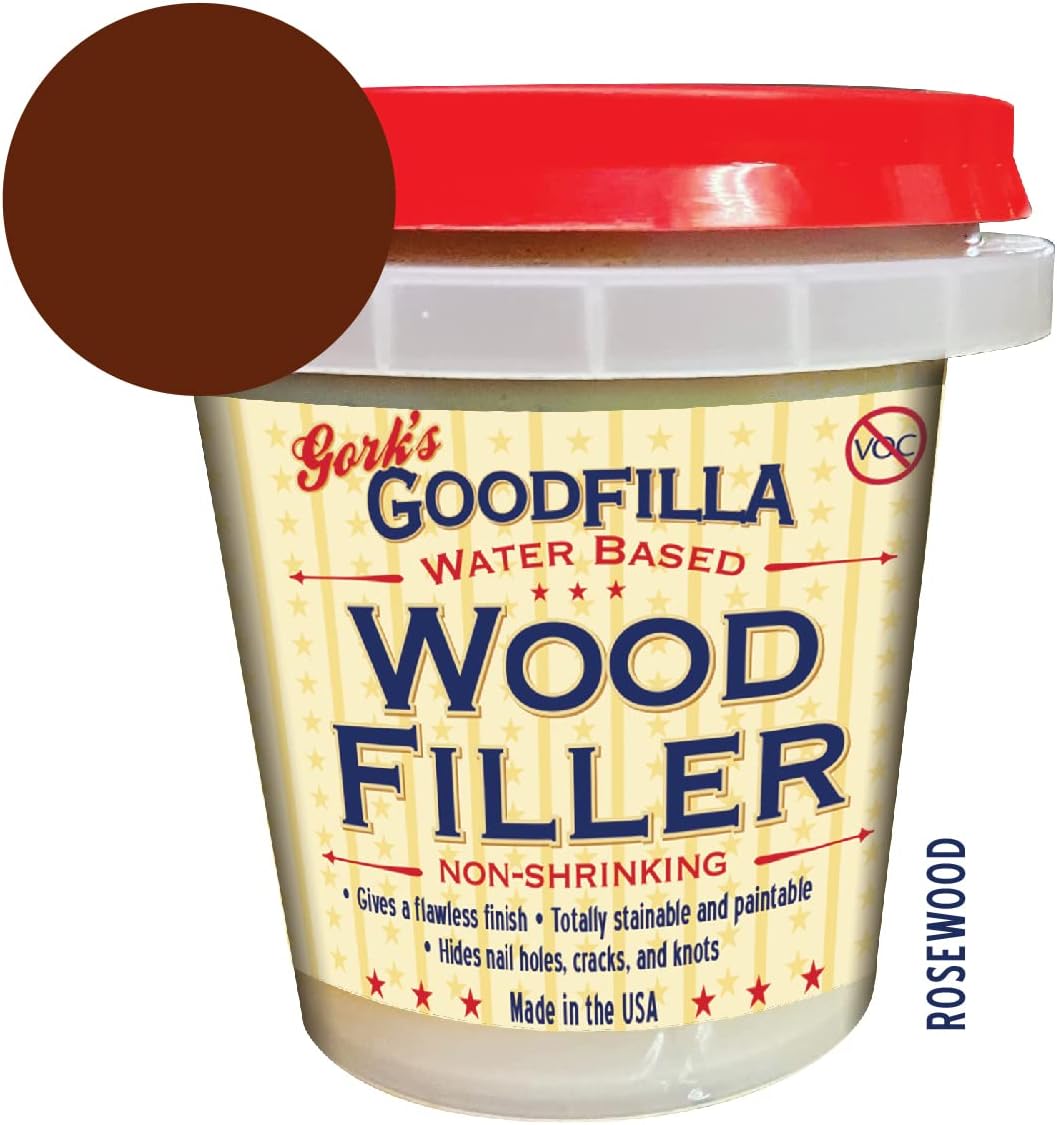 Rosewood Water-Based Wood & Grain Filler - 8 oz by Goodfilla | All-in-One Repair & Finish Solution | Paintable, Stainable, Sandable & Fast Drying | Replace Every Filler & Putty