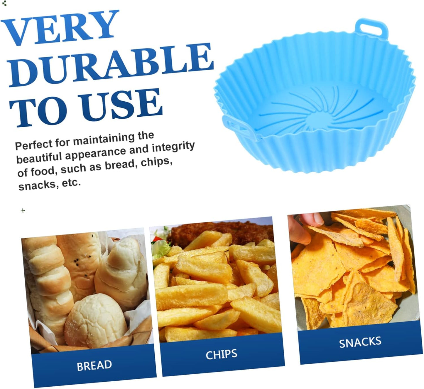 Round Air Fryer Parchment Liner Set for Baking and Grilling - Blue Inner Pot and Square Pan Accessories for Air Fryers