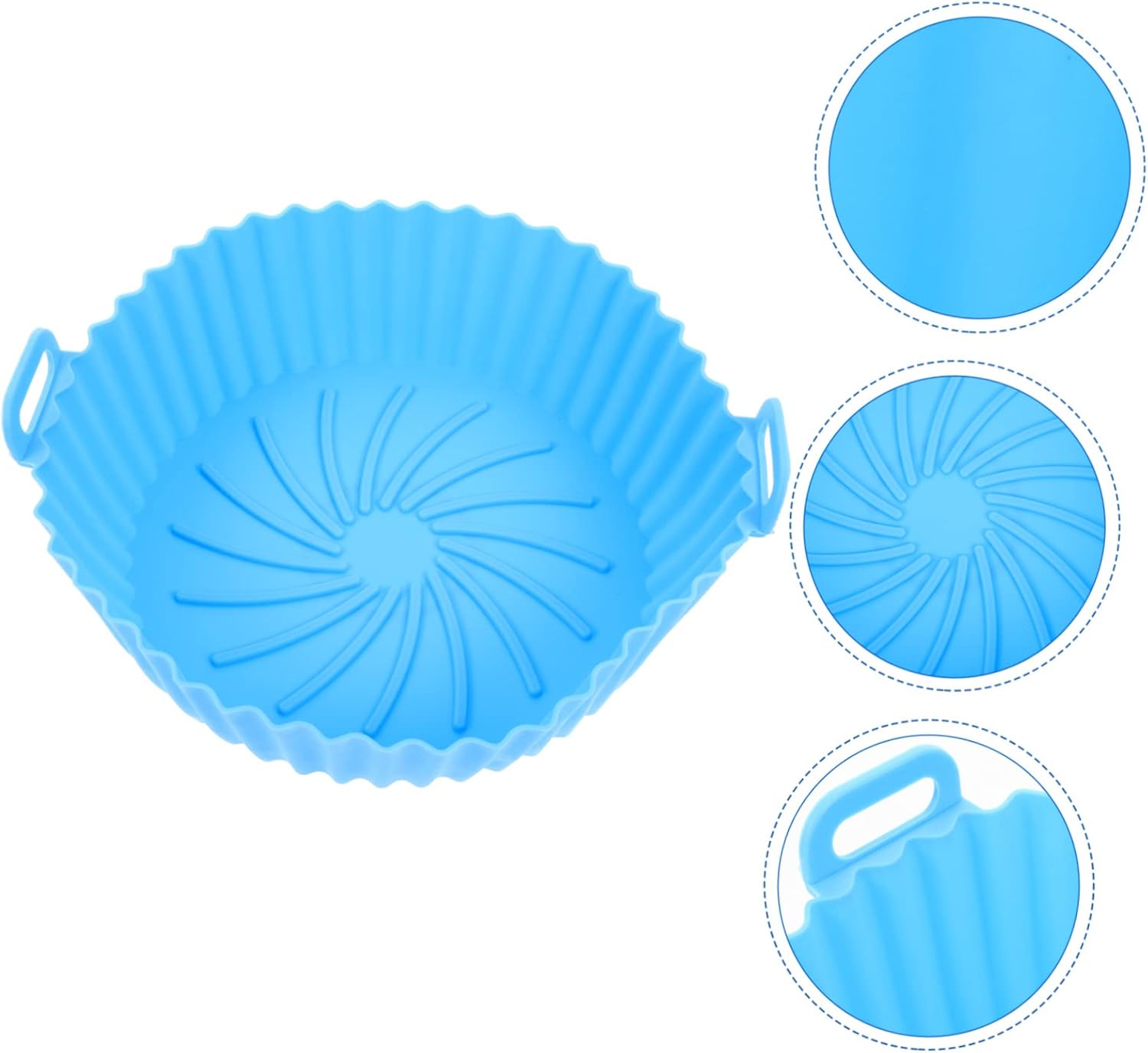 Round Air Fryer Parchment Liner Set for Baking and Grilling - Blue Inner Pot and Square Pan Accessories for Air Fryers