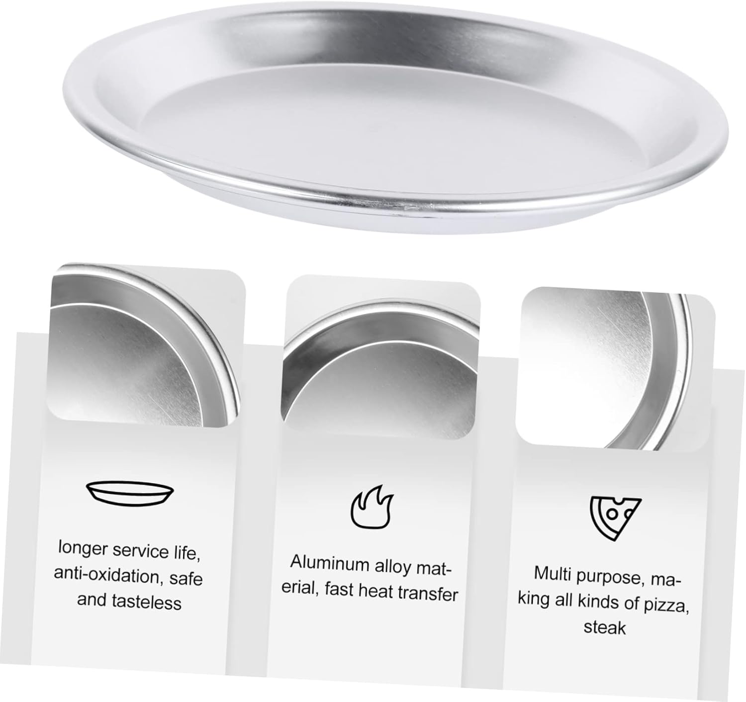Round Aluminum Alloy Pizza Baking Pan Set for Home Oven - Includes Pizza Trays, Cake Pans, Casserole Dish, and Roaster Pan - Silver Color