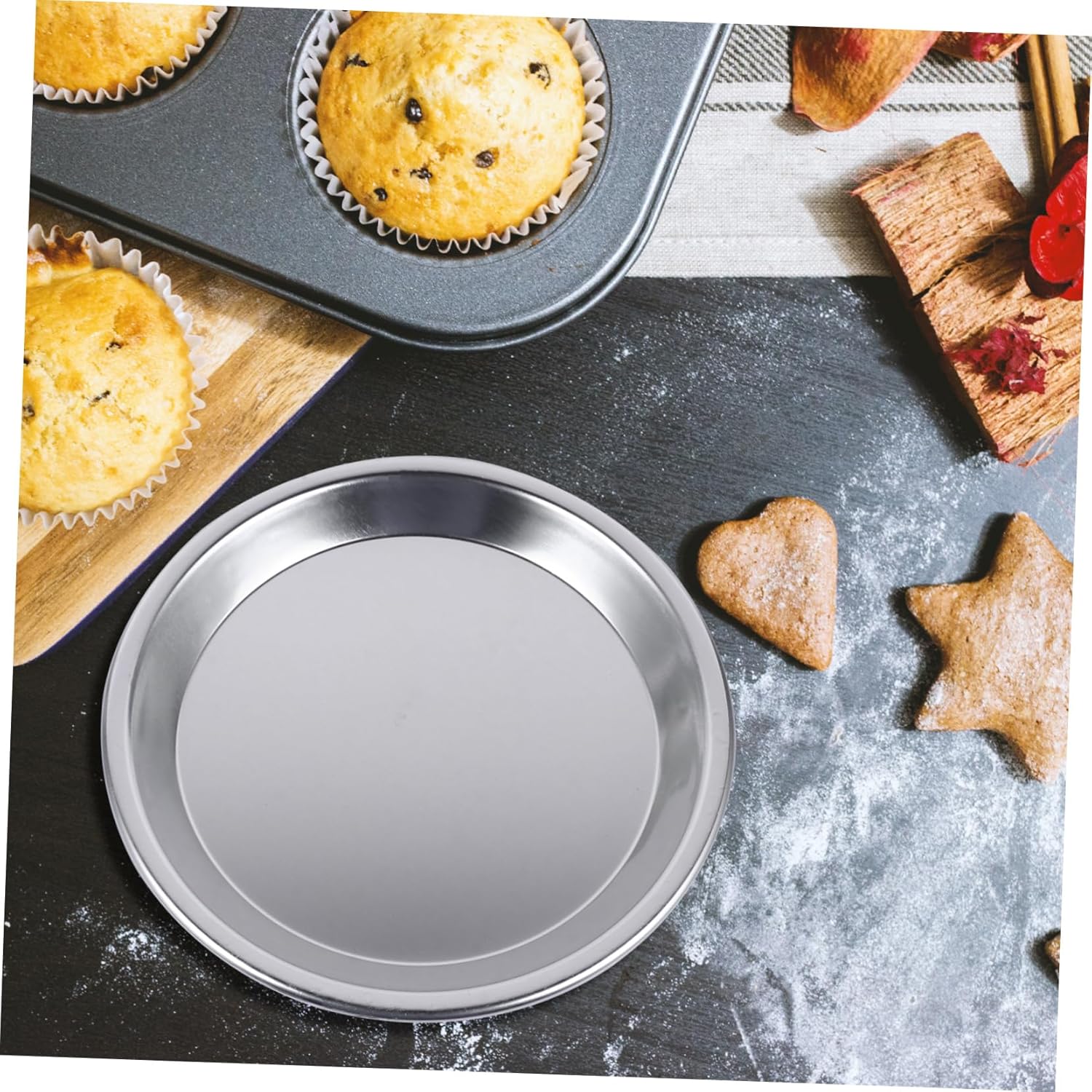 Round Aluminum Alloy Pizza Baking Pan Set for Home Oven - Includes Pizza Trays, Cake Pans, Casserole Dish, and Roaster Pan - Silver Color