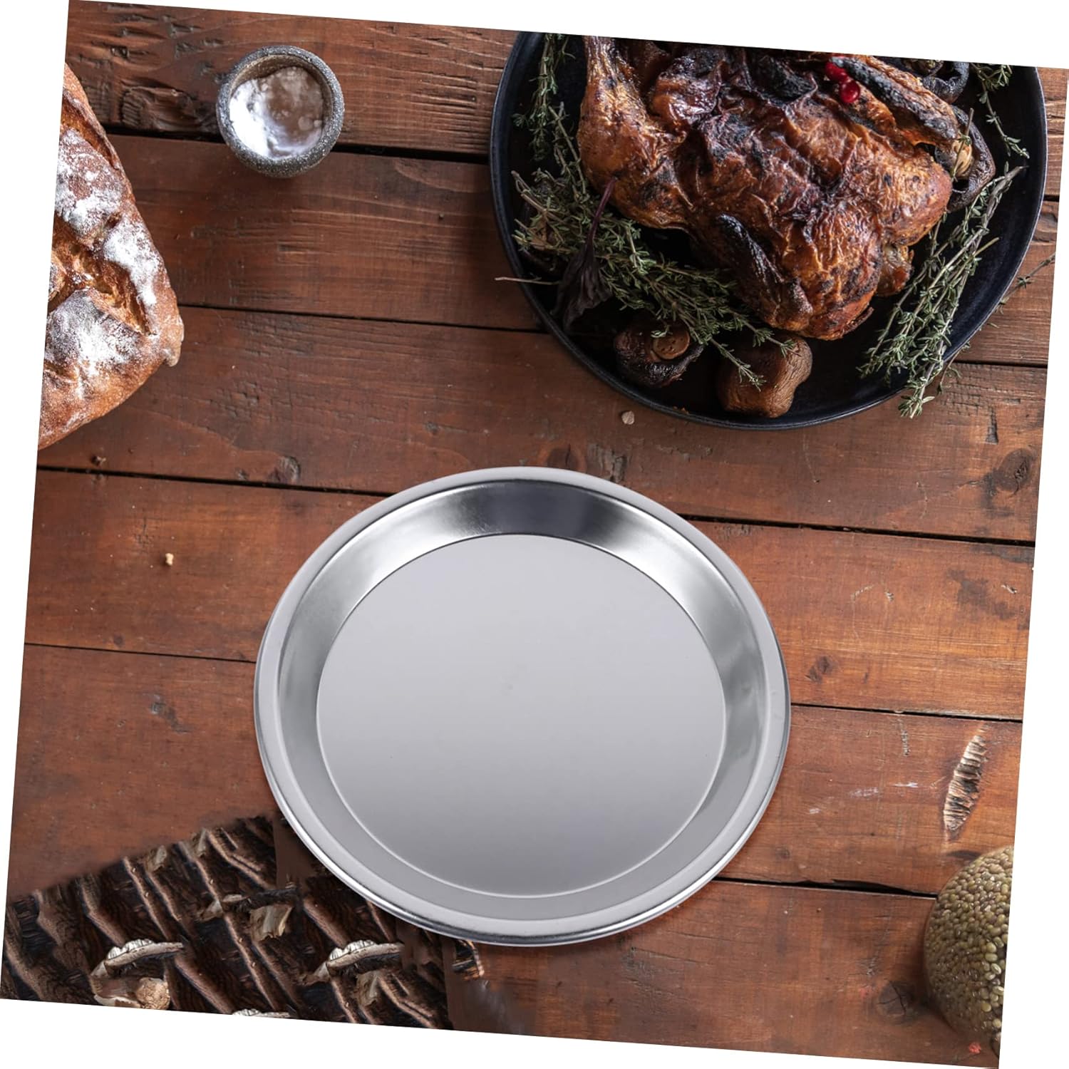 Round Aluminum Alloy Pizza Baking Pan Set for Home Oven - Includes Pizza Trays, Cake Pans, Casserole Dish, and Roaster Pan - Silver Color