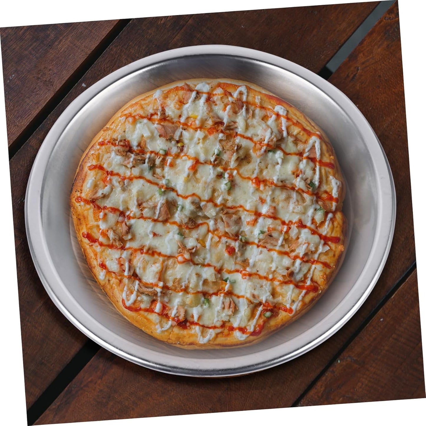 Round Aluminum Alloy Pizza Baking Pan Set for Home Oven - Includes Pizza Trays, Cake Pans, Casserole Dish, and Roaster Pan - Silver Color