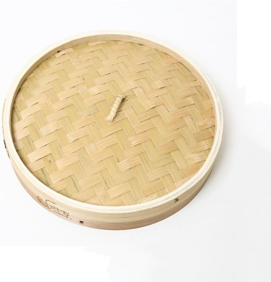 Round Bamboo Steamer Basket - 7.87 inch Dumpling Food Steamer for Chinese Asian Cooking