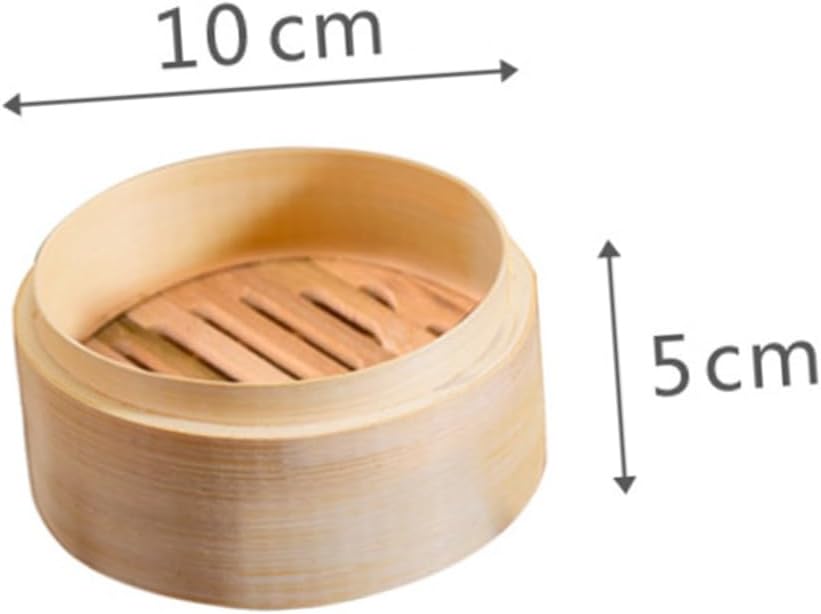 Round Dim Sum Bamboo Steamer with Handle Cover for Buns and Food - Home Kitchen Cookware by DECHOUS