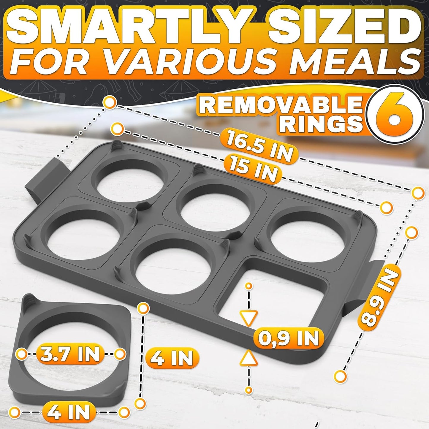 Round Egg Cooker Ring Set for Griddle - Non-Stick Egg Molds for Frying Eggs and Pancakes