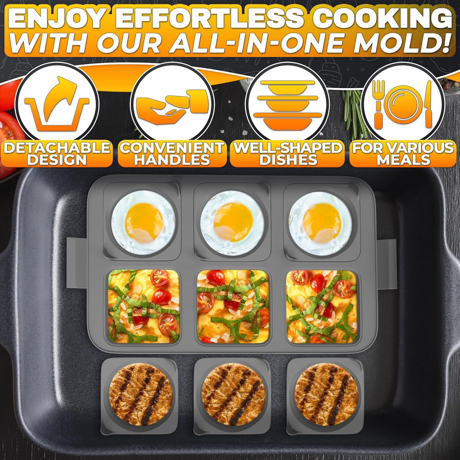 Round Egg Cooker Ring Set for Griddle - Non-Stick Egg Molds for Frying Eggs and Pancakes