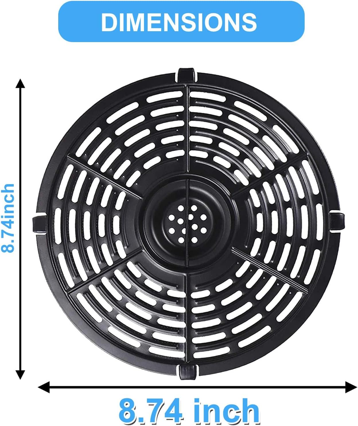 Round Non-Stick Air Fryer Grill Pan Tray for Power XL & Ultrean Gourmia 5QT Air Fryers - Dishwasher Safe Accessories