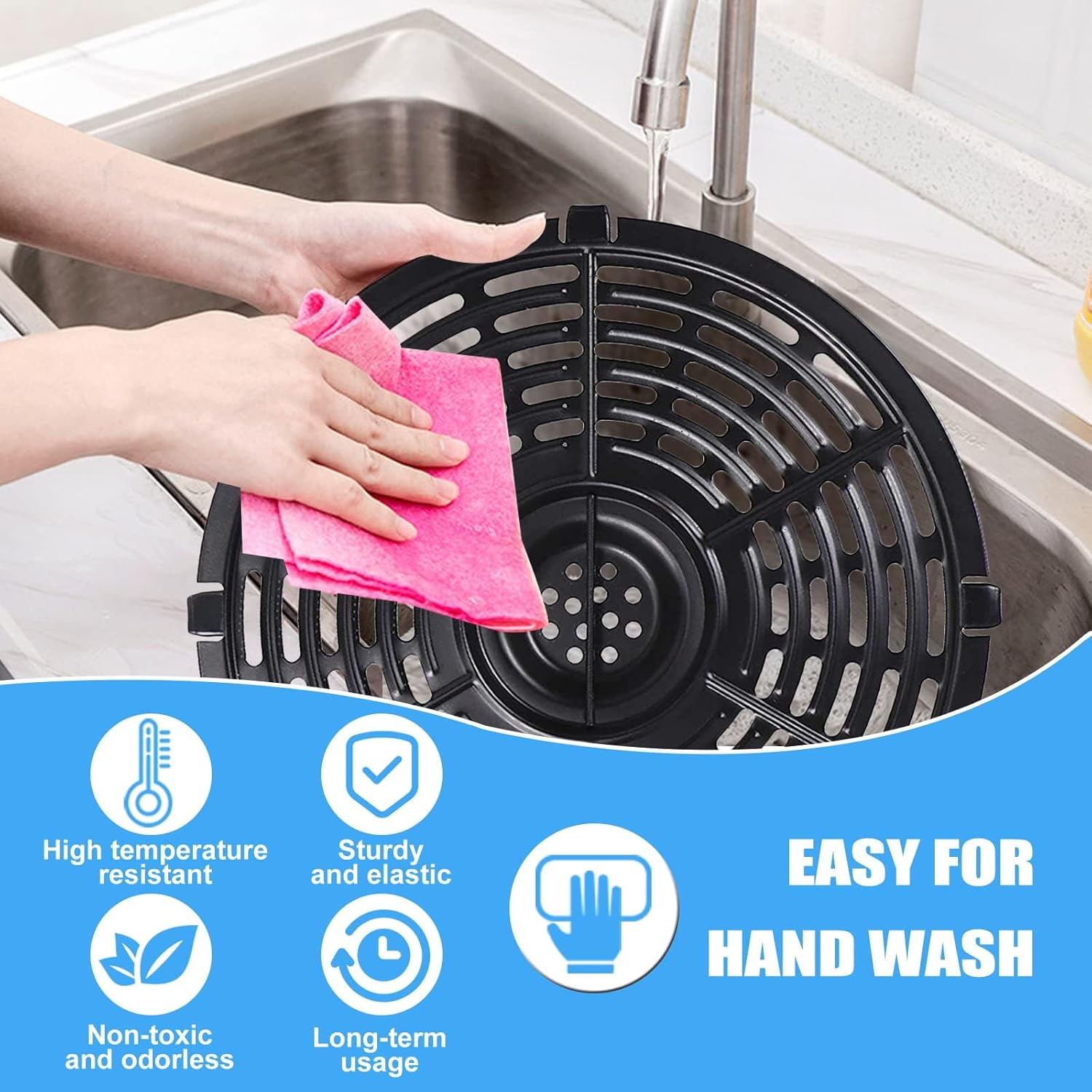 Round Non-Stick Air Fryer Grill Pan Tray for Power XL & Ultrean Gourmia 5QT Air Fryers - Dishwasher Safe Accessories