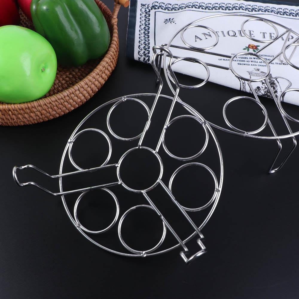 Round Stainless Steel Egg Steamer Rack for Oven, Pot, Air Fryer - Multi-Purpose Cooking Tray and Storage Holder (Small)