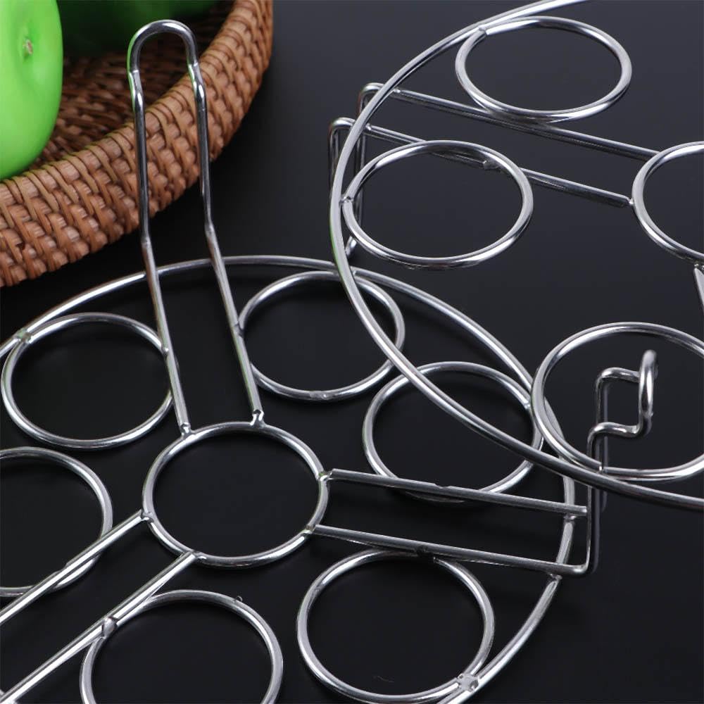 Round Stainless Steel Egg Steamer Rack for Oven, Pot, Air Fryer - Multi-Purpose Cooking Tray and Storage Holder (Small)