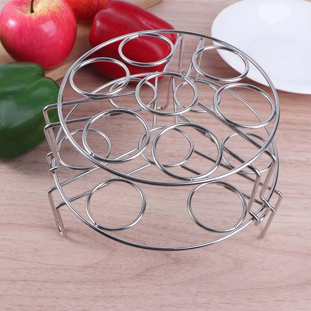 Round Stainless Steel Egg Steamer Rack for Oven, Pot, Air Fryer - Multi-Purpose Cooking Tray and Storage Holder (Small)