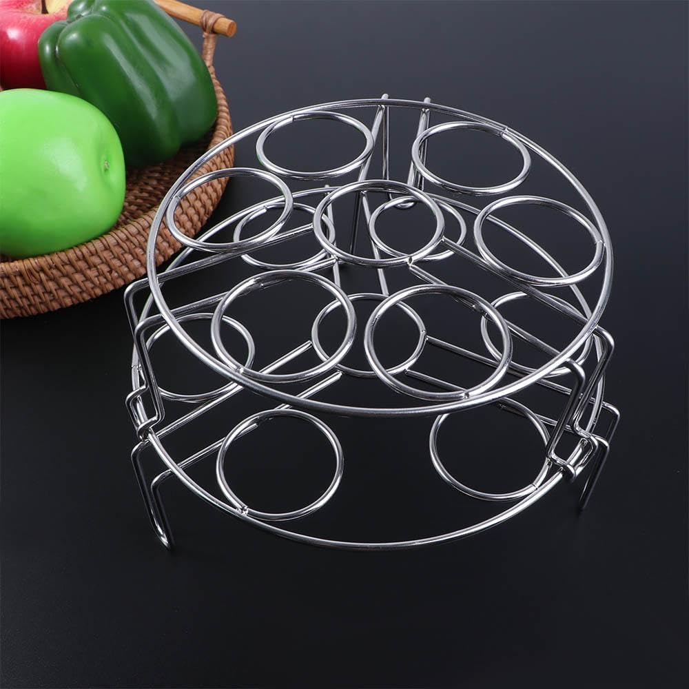 Round Stainless Steel Egg Steamer Rack for Oven, Pot, Air Fryer - Multi-Purpose Cooking Tray and Storage Holder (Small)